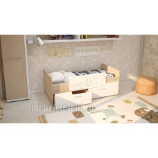 Кровать детская с ящиками и бортиком «Умка» Белый глянец